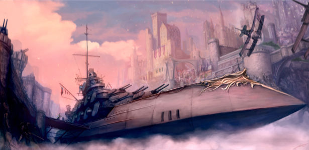 Фотообои летающая подводная лодка стим-панк (fantasy-0000058)