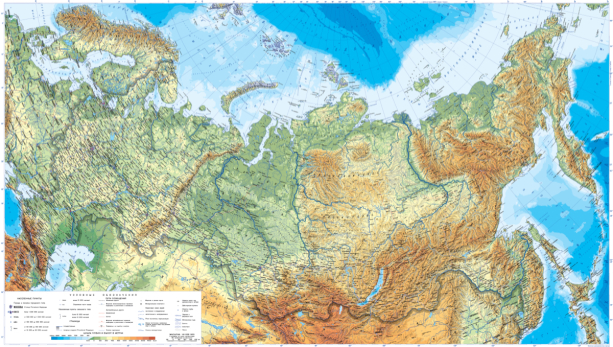 Фотообои физическая карта России (map-0000220)